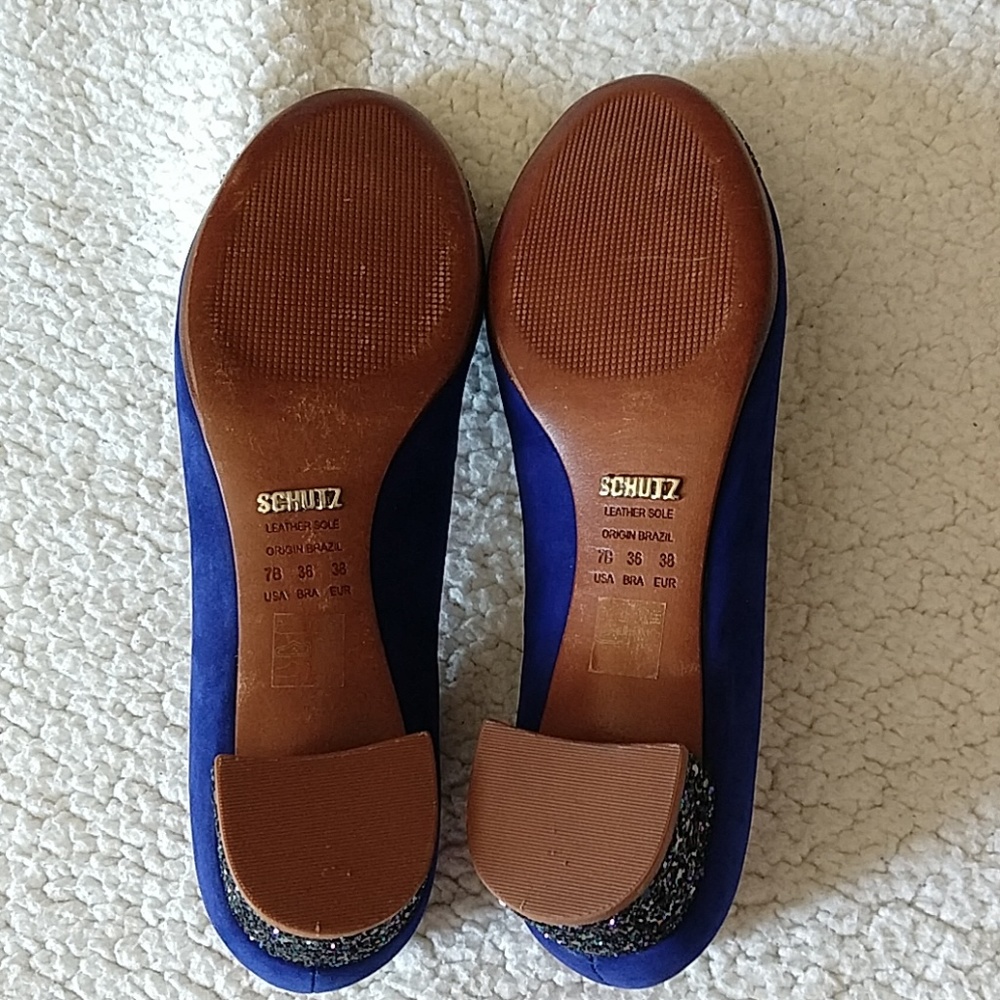 Schutz Suede Glitter Block  Pump - Picture 6 of 8
